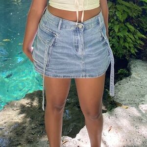 Cargo Denim Mini Skirt